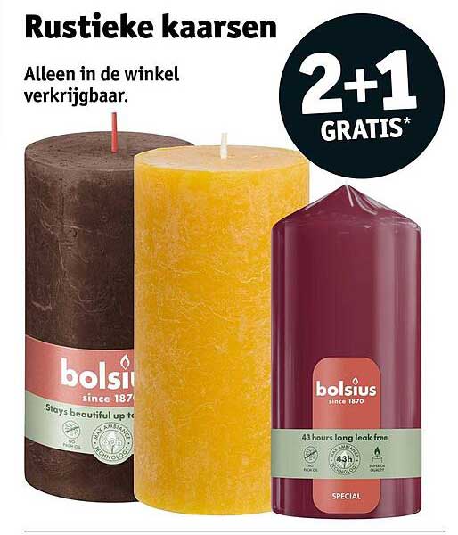 Rustieke kaarsen 2+1 GRATIS