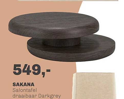 SAKANA Salontafel draaibaar Darkgrey