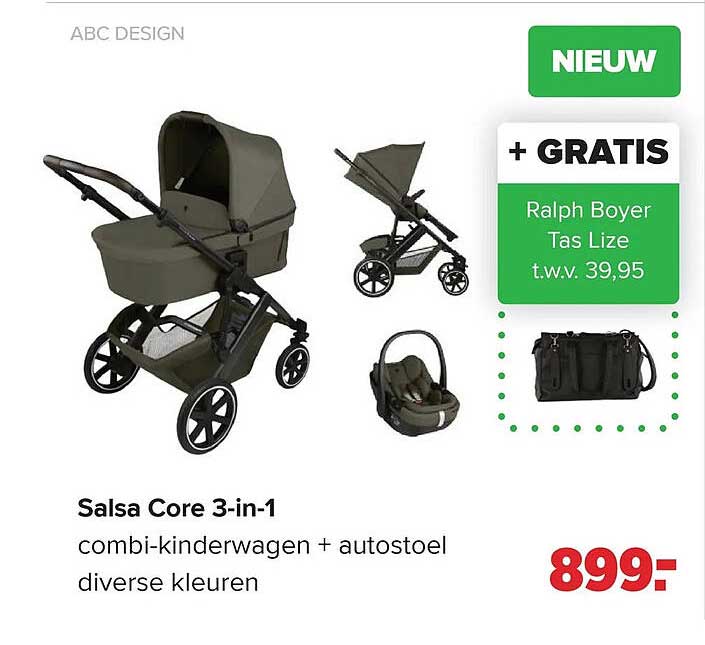 Salsa Core 3-in-1 combi-kinderwagen + autostoel diverse kleuren + GRATIS Ralph Boyer Tas Lize t.w.v. 39,95
