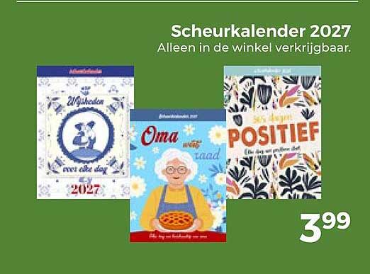 Scheurkalender 2027 Alleen in de winkel verkrijgbaar.