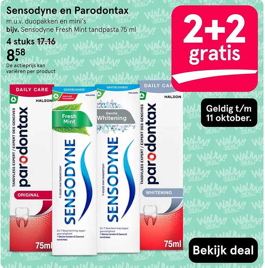 Sensodyne en Parodontax 2+2 gratis