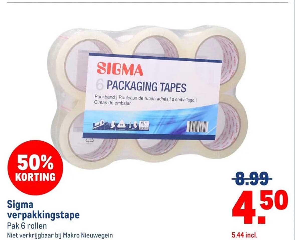 Sigma verpakkingstape Pak 6 rollen 50% korting