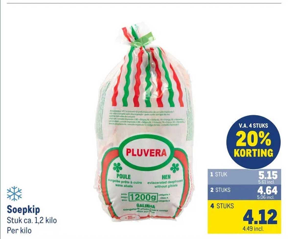 Soepkip Stuk ca. 1,2 kilo Per kilo
