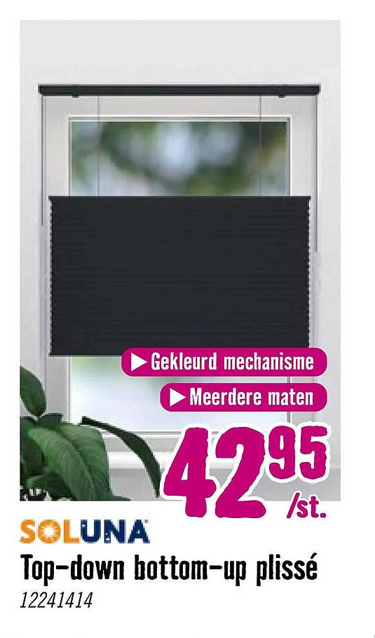 SOLUNA Top-down bottom-up plissé Gekleurd mechanisme Meerdere maten