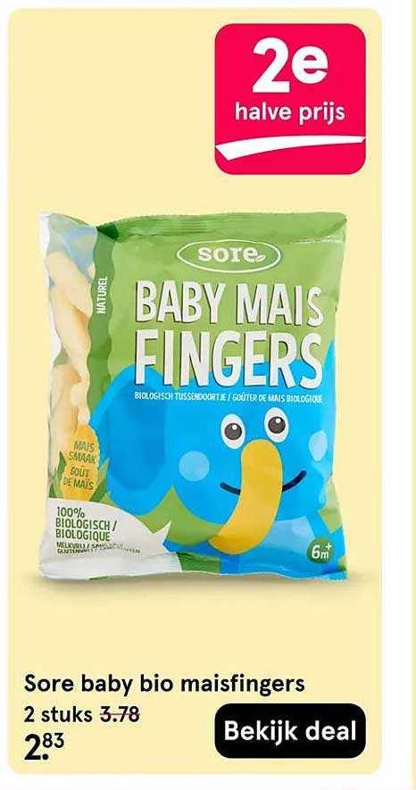 Sore baby bio maisfingers 2e halve prijs