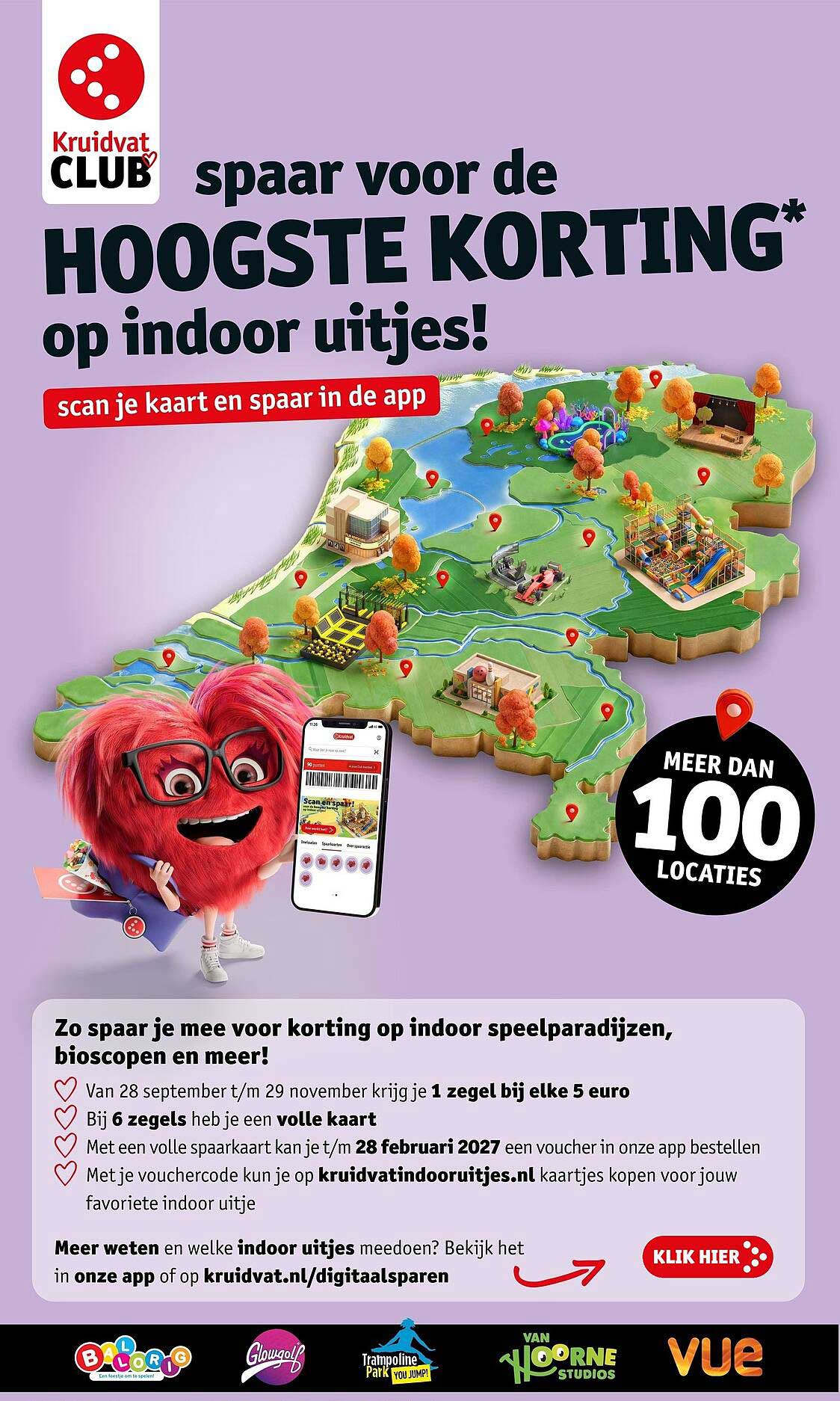 spaar voor de HOOGSTE KORTING* op indoor uitjes!