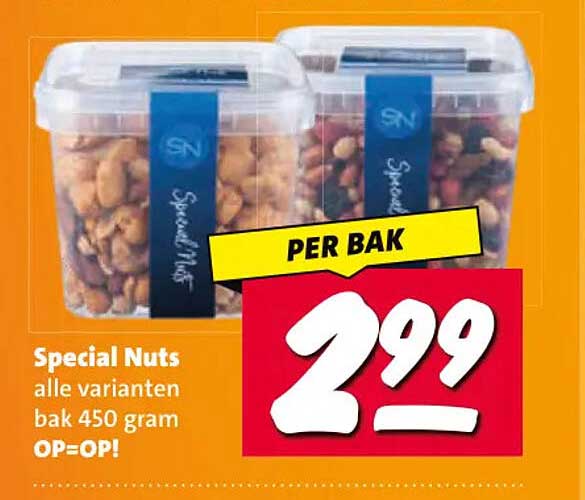 Special Nuts alle varianten bak 450 gram OP=OP! PER BAK