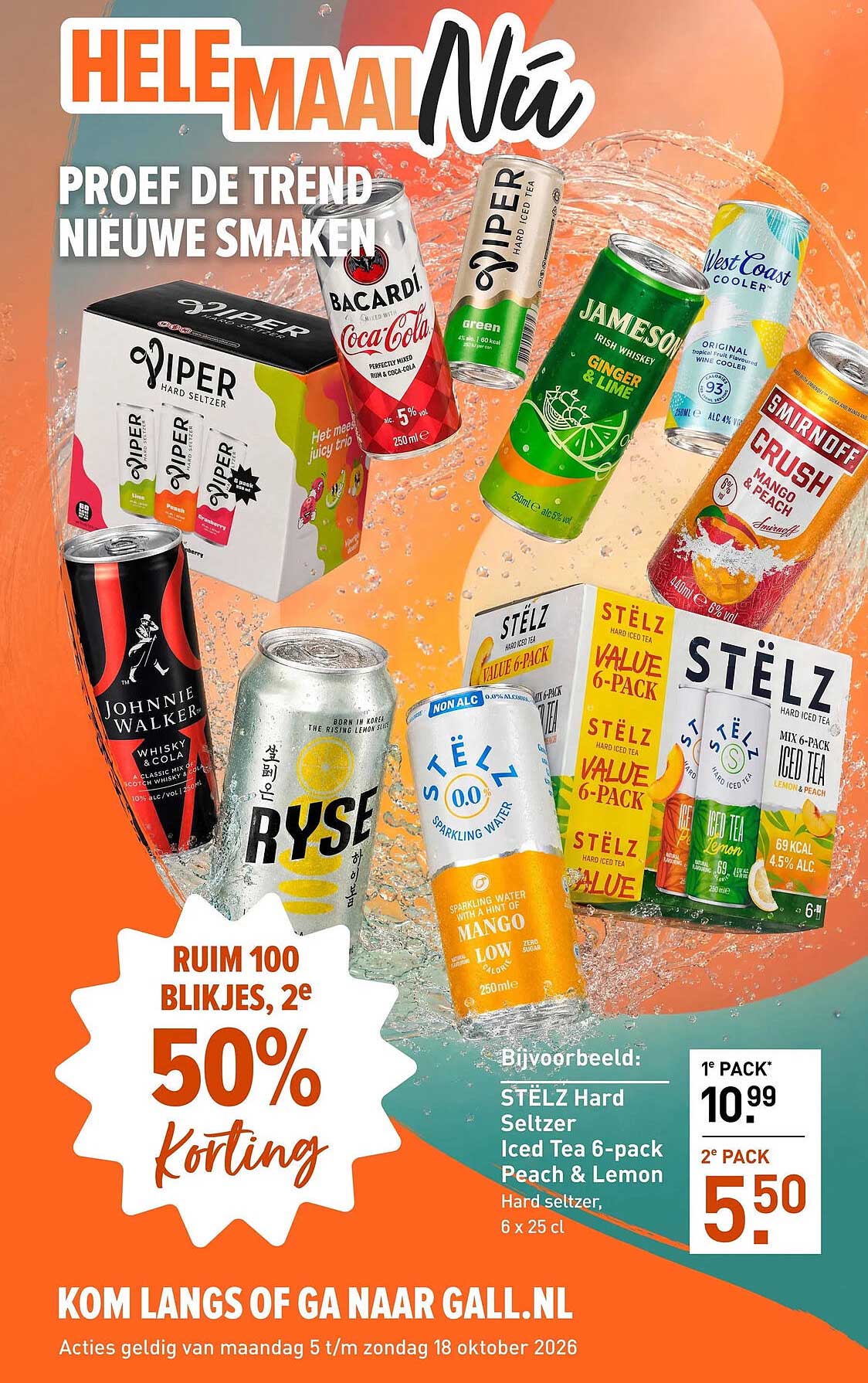 STËLZ Hard Seltzer Iced Tea 6-pack Peach & Lemon 2e 50% Korting