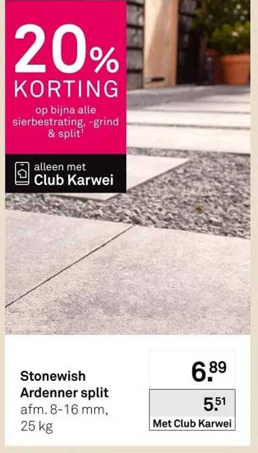 Stonewish Ardener split 20% KORTING op bijna alle sierbestrating, -grind & split¹ alleen met Club Karwei