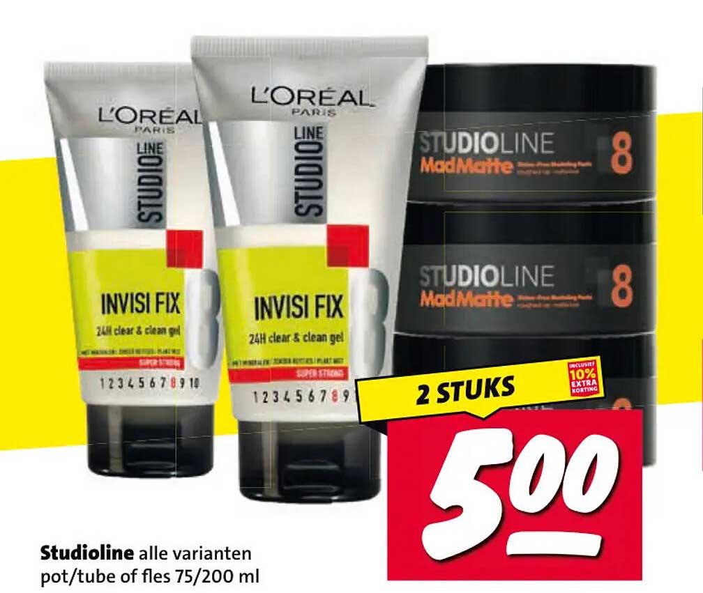 Studioline alle varianten pot/tube of fles 75/200 ml 2 STUKS