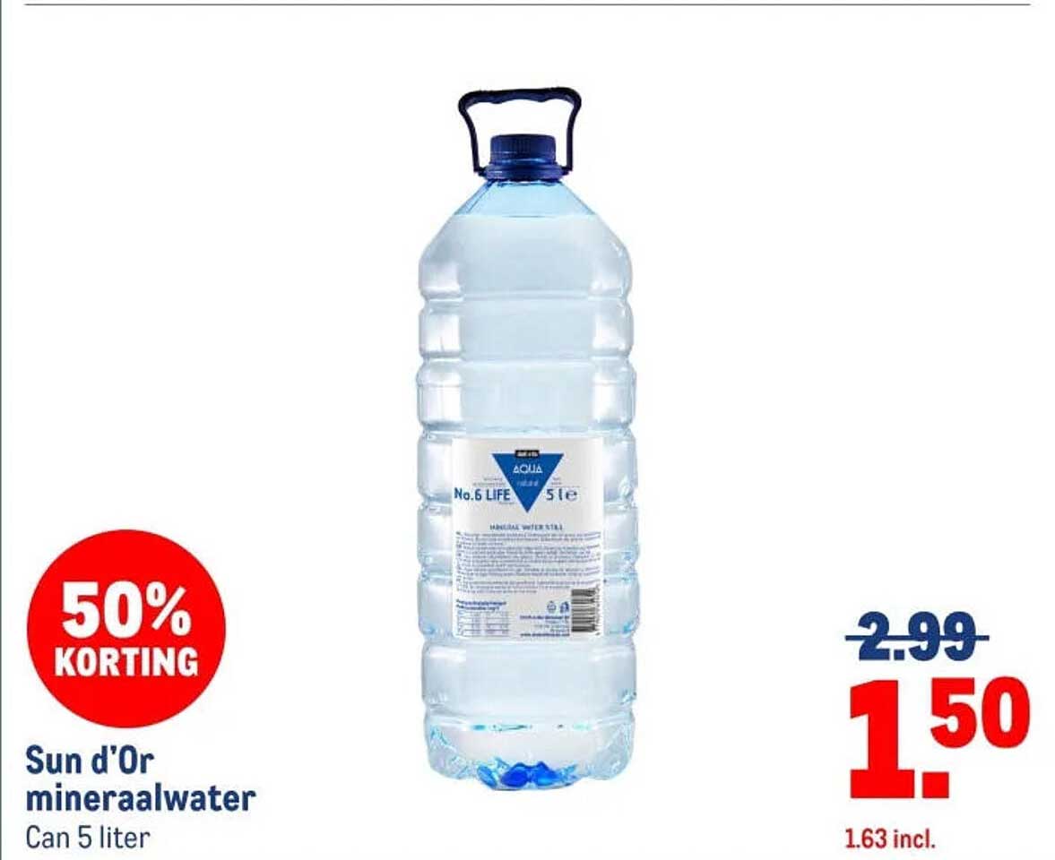 Sun d'Or mineraalwater Can 5 liter 50% KORTING