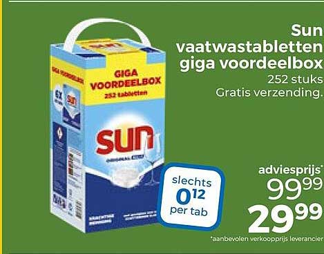 Sun vaatwastabletten giga voordeelbox 252 stuks Gratis verzending.