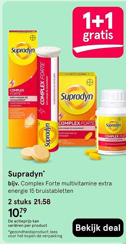 Supradyn* bijz. Complex Forte multivitamine extra energie 15 bruistabletten 1+1 gratis