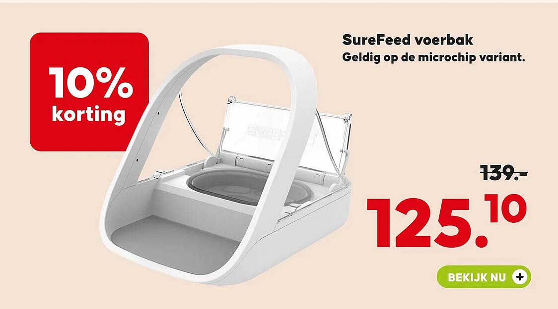 SureFeed voerbak
Geldig op de microchip variant.