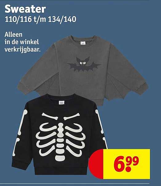 Sweater 110/116 t/m 134/140 Alleen in de winkel verkrijgbaar.