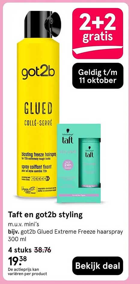Taft en got2b styling 2+2 gratis