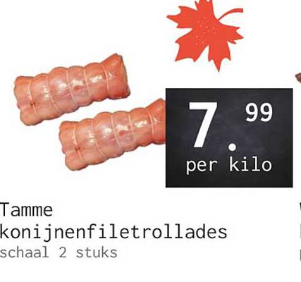 Tamme konijnefiletrollades schaal 2 stuks