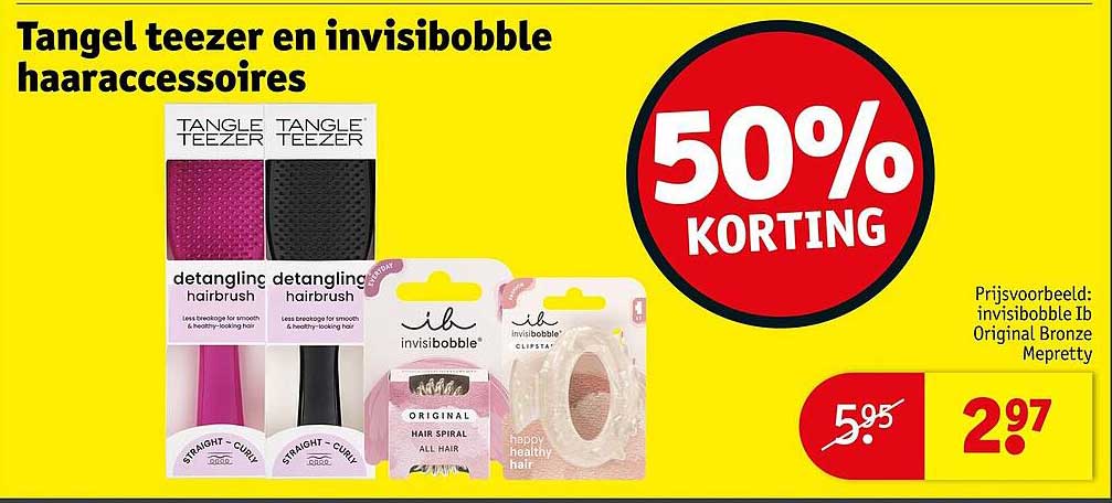 Tangle teezer en invisibobble haaraccessoires 50% korting