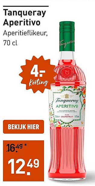 Tanqueray Aperitivo Aperitief likeur, 70 cl 4,- Korting