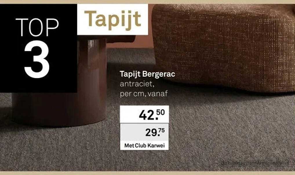Tapijt Bergerac antraciet, per cm, vanaf