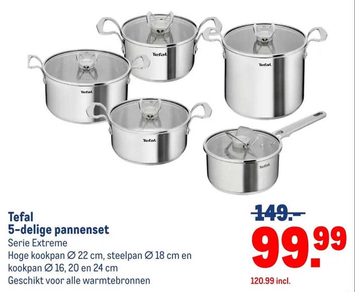 Tefal 5-delige pannenset Serie Extreme