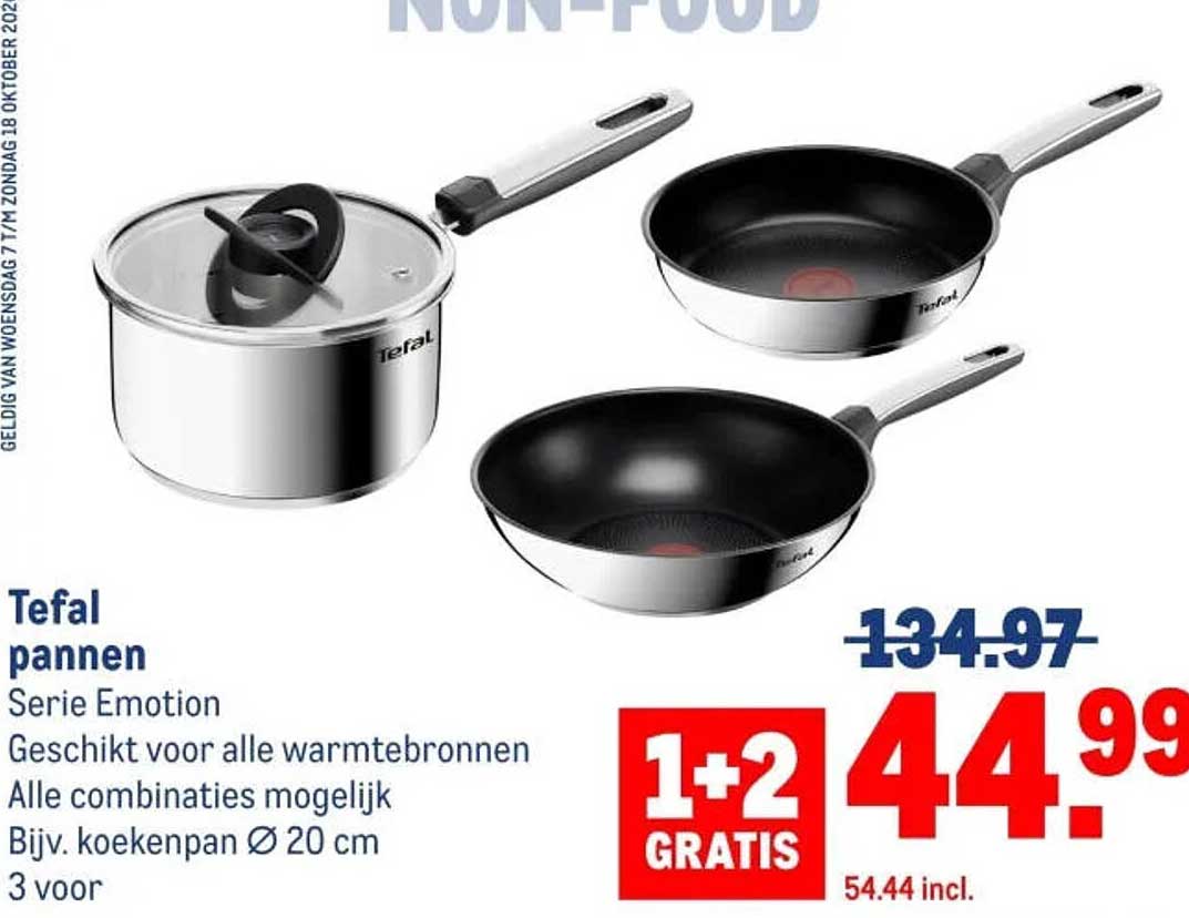 Tefal pannen Serie Emotion 1+2 GRATIS