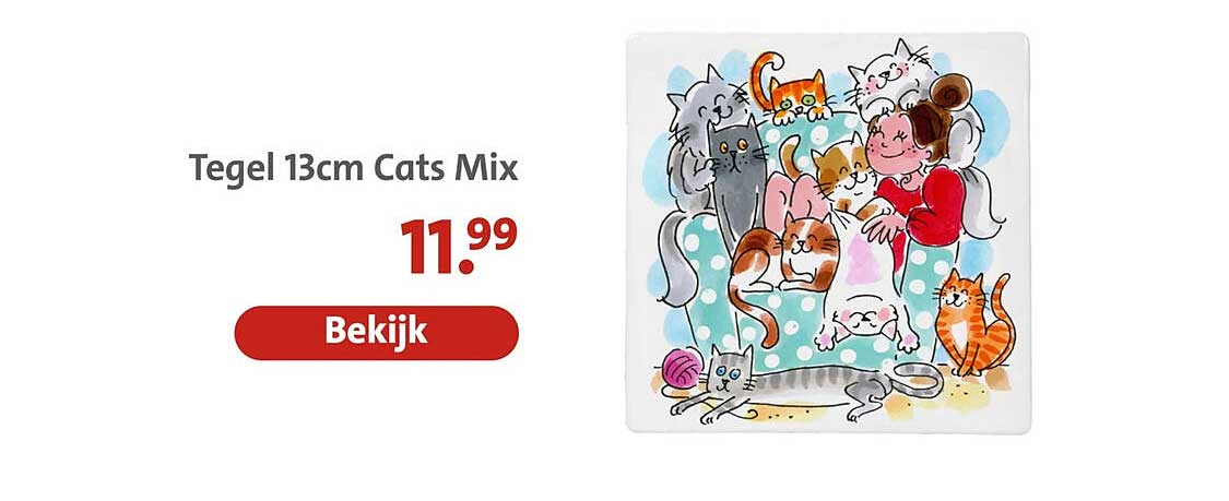 Tegel 13cm Cats Mix