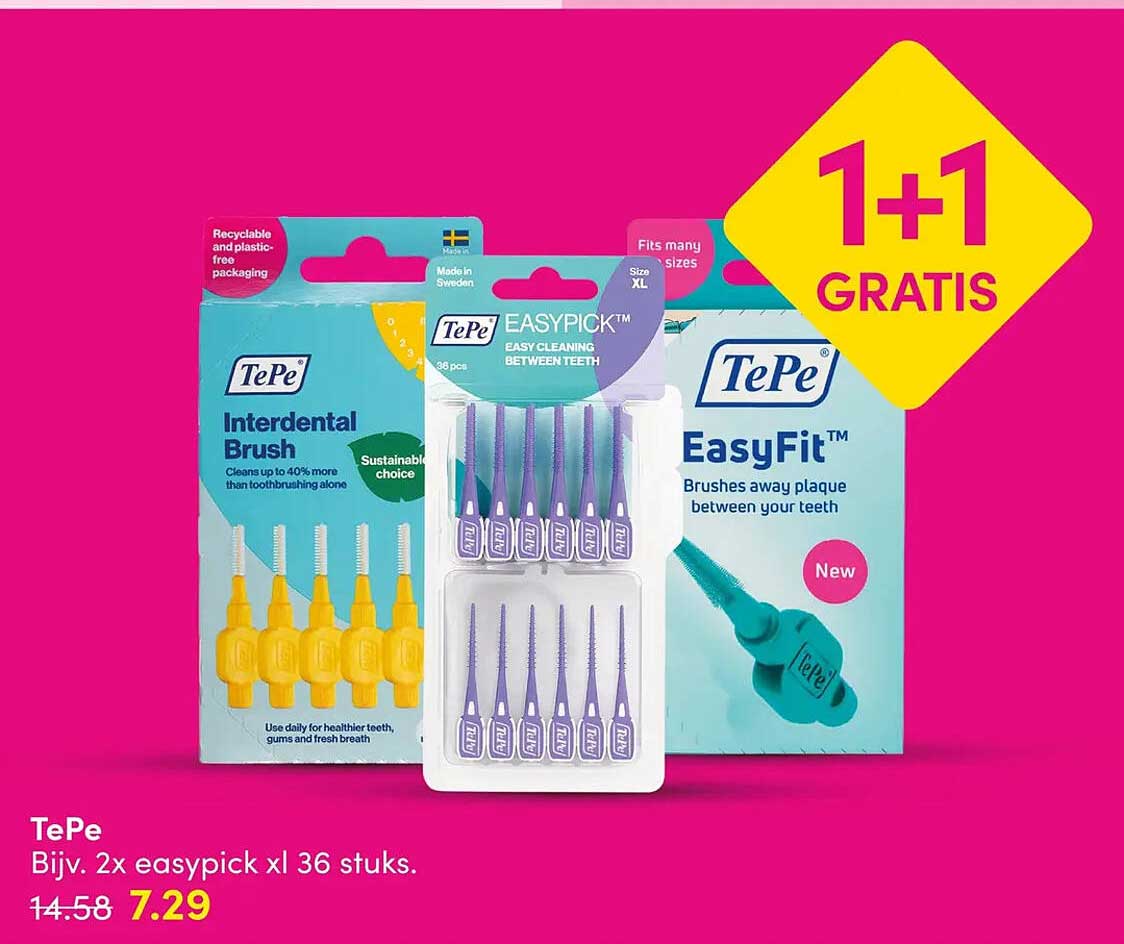 TePe Bijv. 2x easypick xl 36 stuks. 1+1 GRATIS