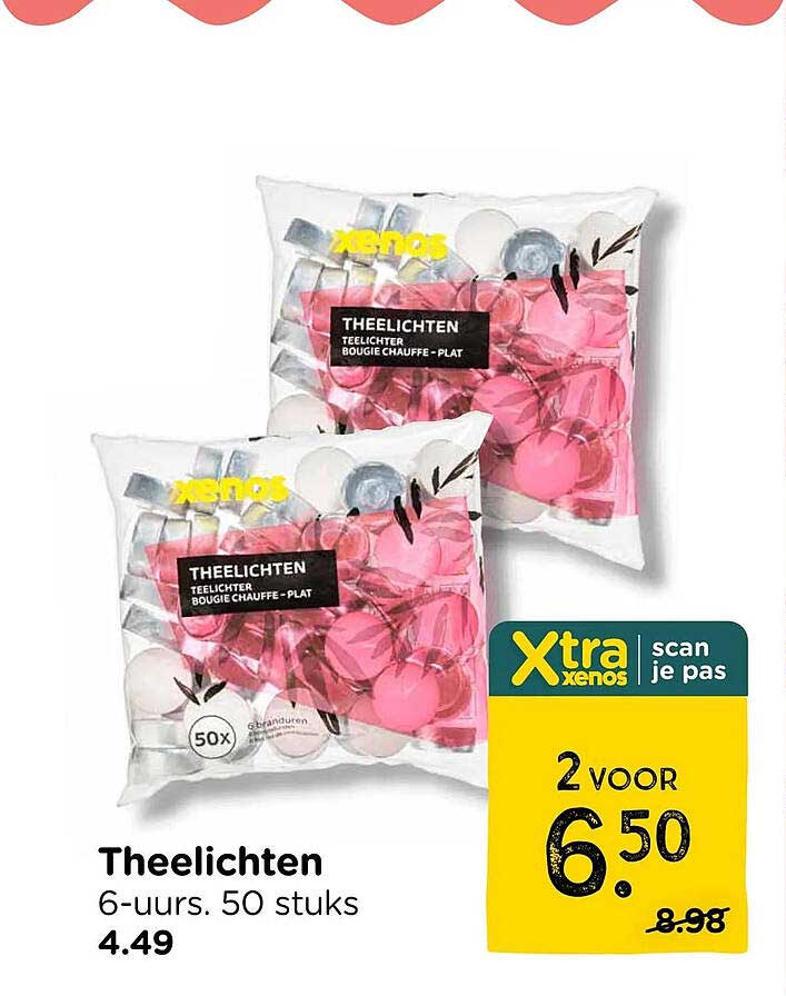 Theelichten 6-uurs. 50 stuks