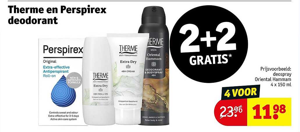 Therme en Perspirex deodorant 2+2 gratis