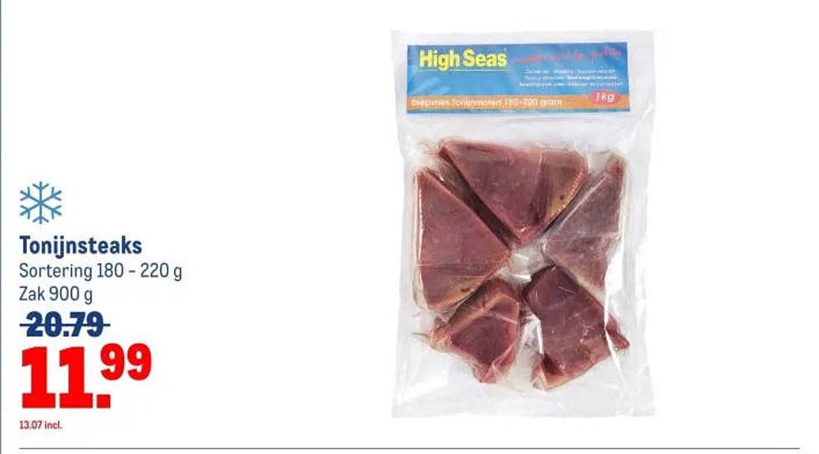 Tonijnsteaks Sortering 180 - 220 g Zak 900 g