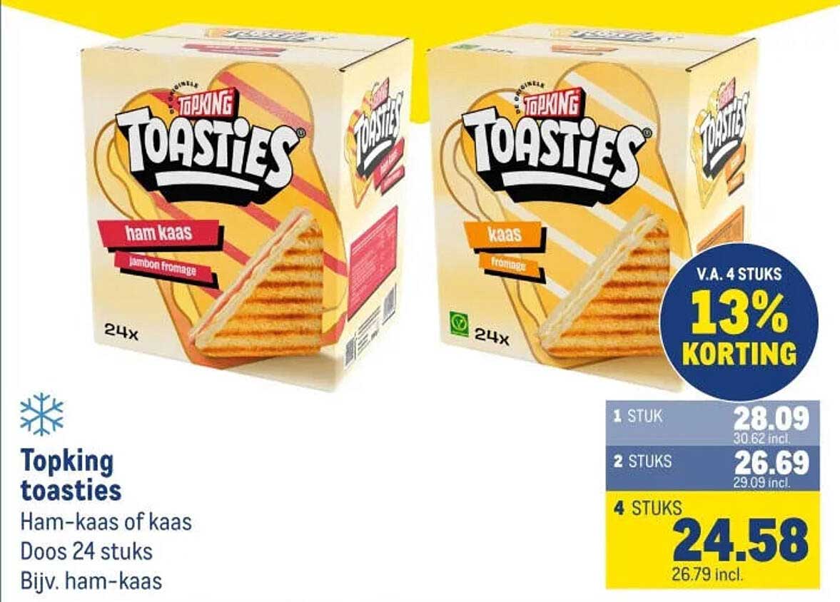 Topking toasties ham-kaas of kaas Doos 24 stuks