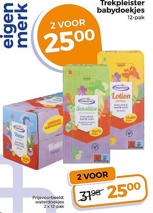 Trekpleister babydoekjes 12-pak 2 VOOR 25,00