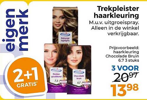 Trekpleister haarkleuring 2+1 gratis