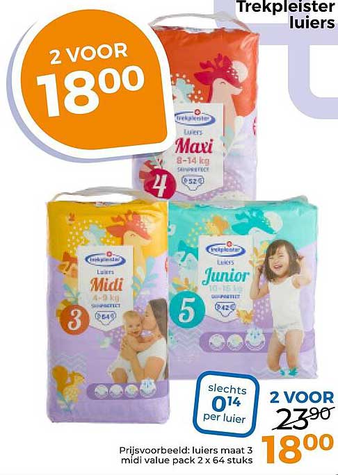 Trekpleister luiers 2 voor 18.00