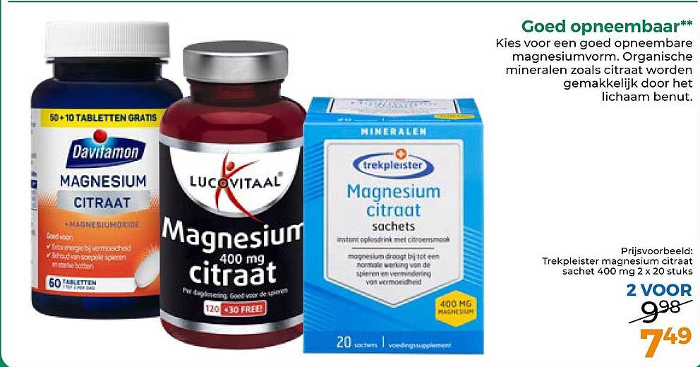 Trekpleister magnesium citraat sachet 400 mg 2 x 20 stuks