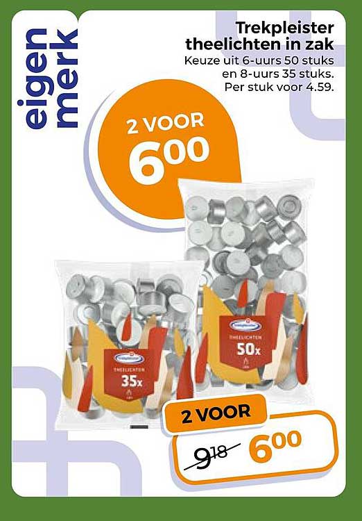 Trekpleister theelichten in zak