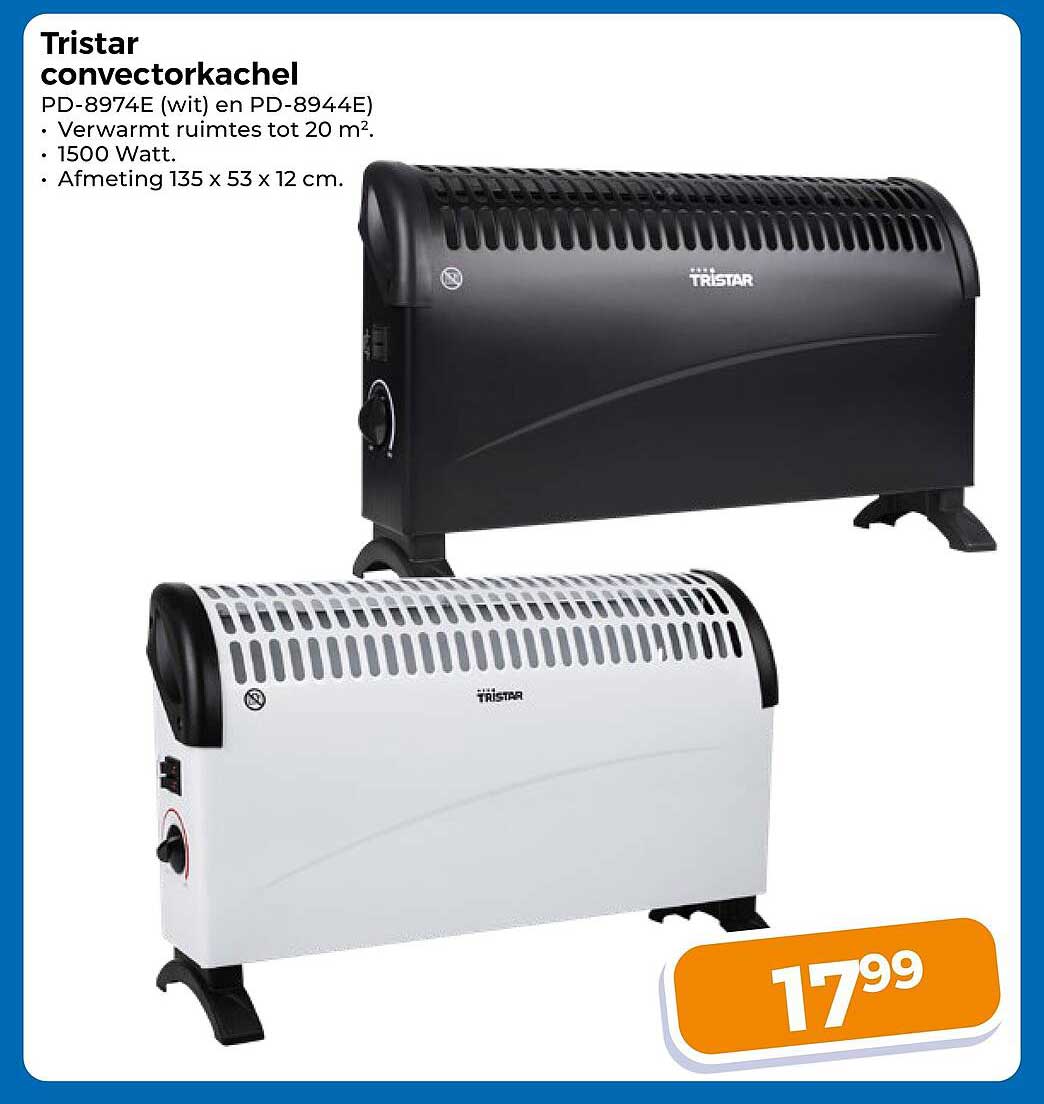 Tristar convectorkachel PD-8974E (wit) en PD-8944E