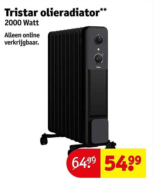 Tristar olieradiator** 2000 Watt Alleen online verkrijgbaar.