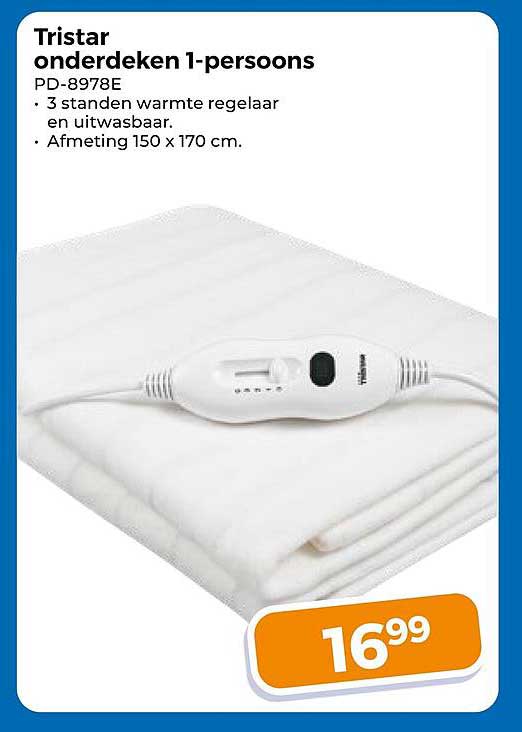 Tristar onderdeken 1-persoons PD-8978E