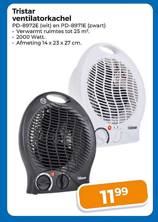 Tristar ventilatorkachel PD-8972E (wit) en PD-8971E (zwart)