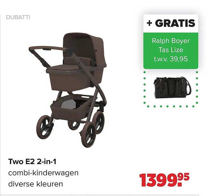 Two E2 2-in-1 combi-kinderwagen diverse kleuren + GRATIS Ralph Boyer Tas Lize t.w.v. 39,95