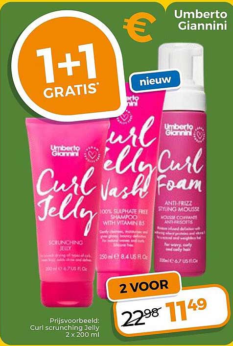 Umberto Giannini Curl Jelly, Curl Wash, Curl Foam 1+1 GRATIS