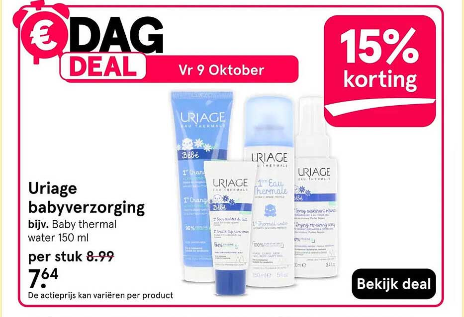 Uriage babyverzorging 15% korting