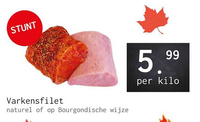 Varkensfilet naturel of op Bourgondische wijze