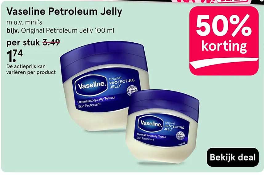 Vaseline Petroleum Jelly 50% korting