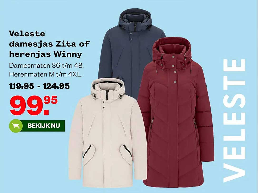 Veleste damesjas Zita of herenjas Winny