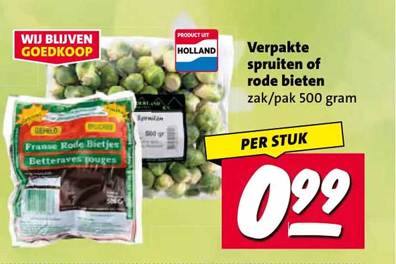 Verpakte spruiten of rode bieten zak/pak 500 gram PER STUK