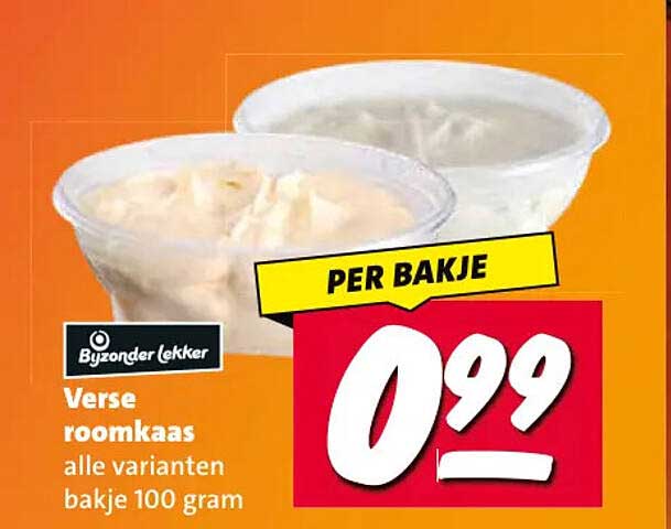 Verse roomkaas alle varianten bakje 100 gram PER BAKJE