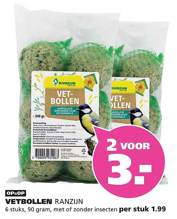 VETBOLLEN RANZIJN 2 VOOR 3.-